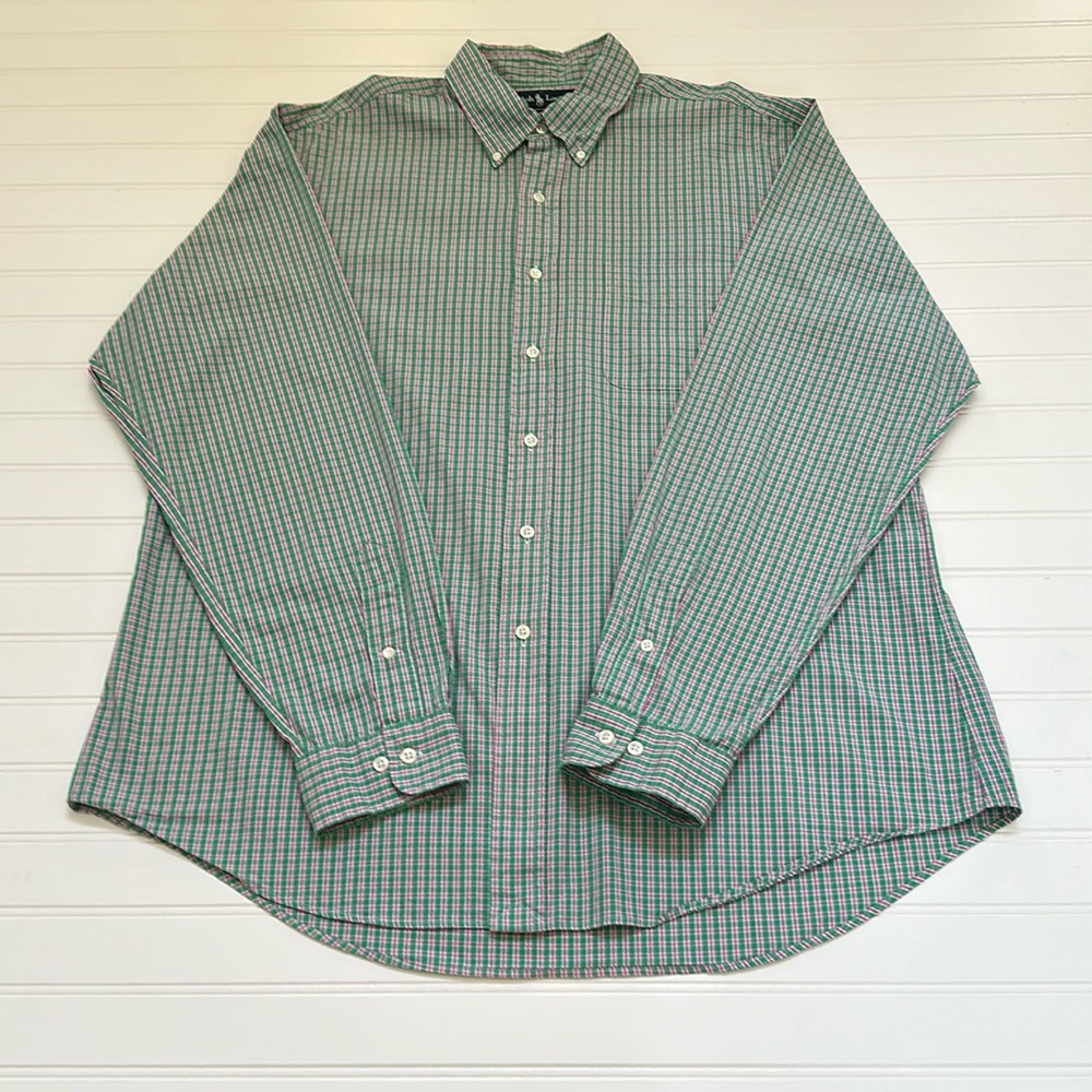 Ralph Lauren Green & Blue Plaid Button Down Mens Extra Large